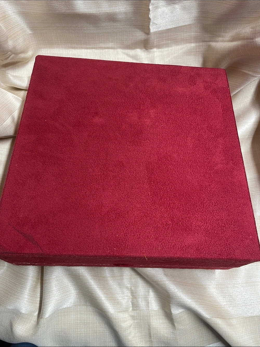 Vintage Red Jewelry Organizer Box - Classic Soft Suede Storage